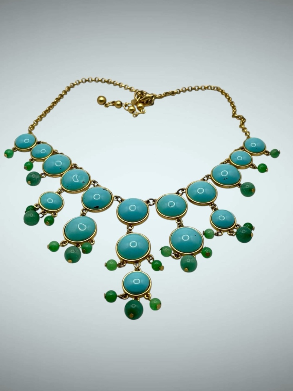 Stylish Talbots Faux Turquoise Bib Drop Statement Necklace Coastal Vibe - Picture 8 of 16